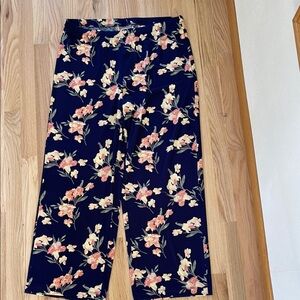 Chico's Floral Wide Leg Pants in Navy and Peach